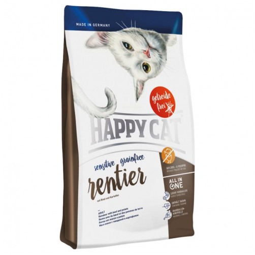 غذای خشک ارگانیک و بدون غلات گربه با گوشت گوزن شمالی/  1400 گرمی / Happy Cat Sensitive Grainfree Rentier